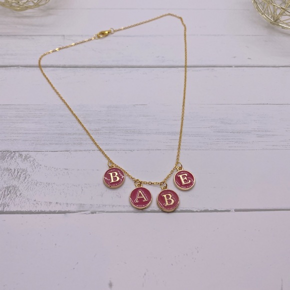 2 for$15 -Babe custom pendant charm gold and pick necklace - Picture 2 of 2